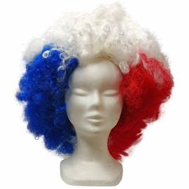 Maxi perruque bleu blanc rouge supporter France
