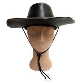 Chapeau de cow-boy en cuir noir