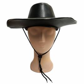 chapeau cow boy en cuir noir adulte