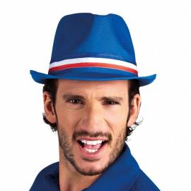 Trilby (Borsalino) bleu avec bande tricolore