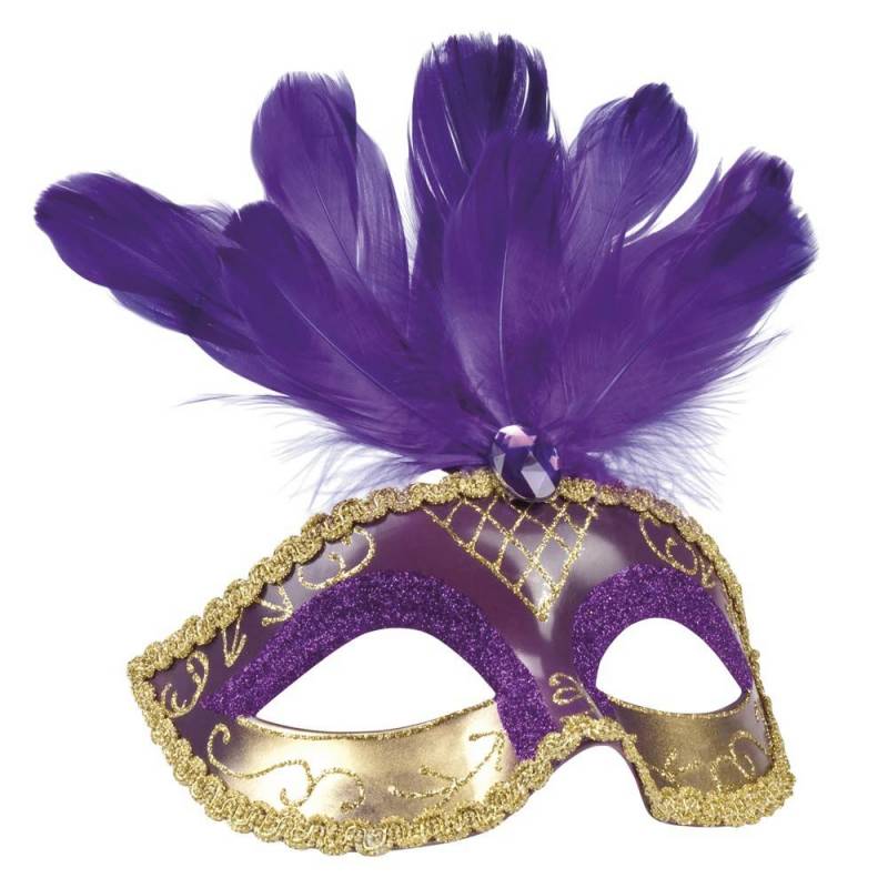 Masque de bal masqué avec plumes femme violet-or : Deguise-toi, achat de