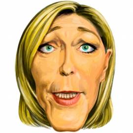 Masque en carton de la caricature de Marine Le Pen