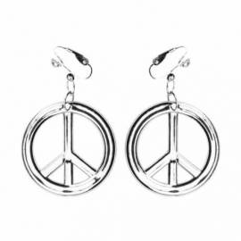 Pack hippie (boucles d&#039;oreilles + pendentif &quot;Peace and love&quot; argenté)