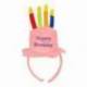Serre-tête de couleur avec un chapeau "Happy birthday" avec bougies