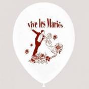 10 ballons blancs, ronds "Vive les mariés"