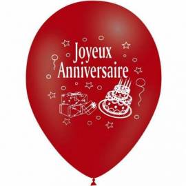 10 ballons de couleur ronds "Joyeux anniversaire"