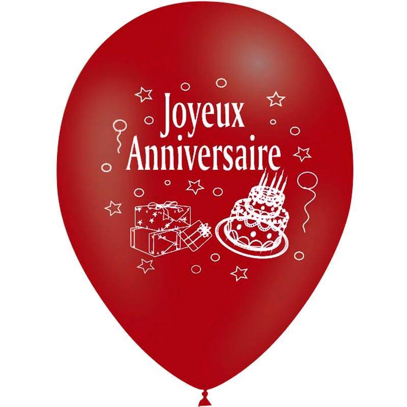 10 ballons de couleur ronds "Joyeux anniversaire"