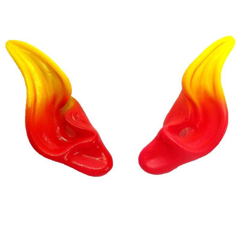 Paire de fausses oreilles de diable jaune et rouge