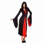 Longue robe rouge et noir, avec une capuche