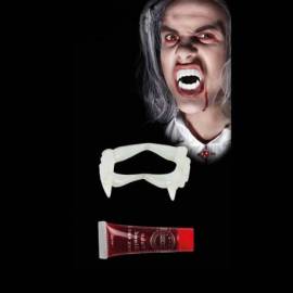 Dentier de vampire avec 11 ml de faux sang
