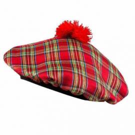 Béret écossais à tartan rouge ou vert