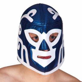 Masque de catcheur mexicain, bleu et blanc