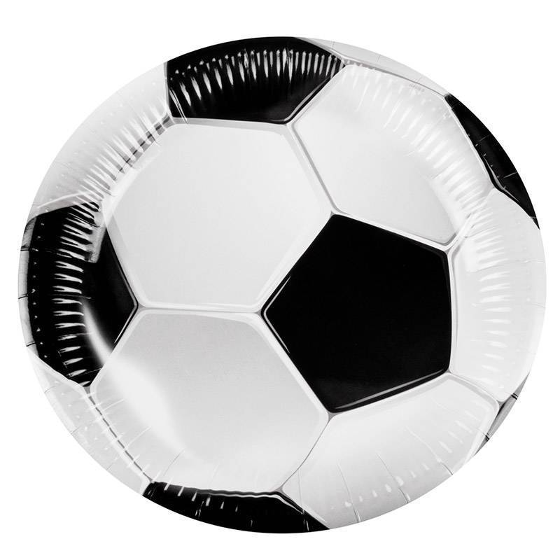 6 assiettes en carton en forme de ballon de foot