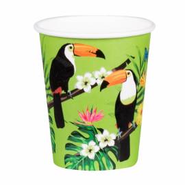 Gobelets en carton avec motif exotique "TOUCAN"