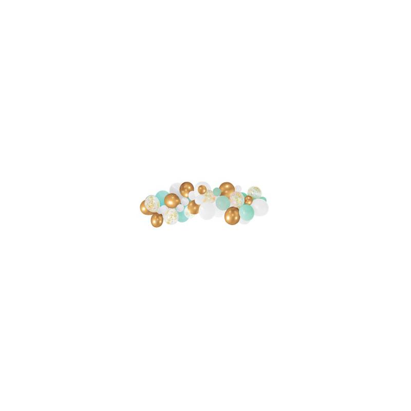 kIT 50 BALLONS POUR ARCHE OR/BLANC/VERT
