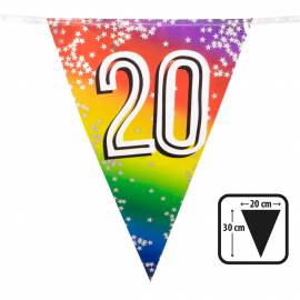 Guirlande de fanions aluminium 20 ans