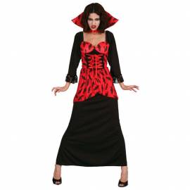 Déguisement adulte de vampire avec robe rouge et noire