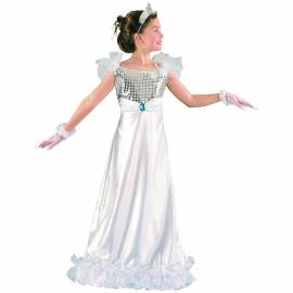 Déguisement enfant de princesse en robe blanche à paillettes